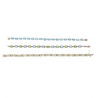 A Trio of Lady's Gold Gemstone Bracelets