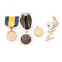 Charms, Medals, and Pocket Watch Chain in Gold