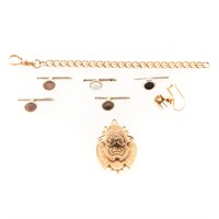 A Collection of Gold Jewelry and Cufflinks