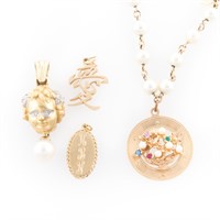 An Assortment of Pearl & Gold Jewelry