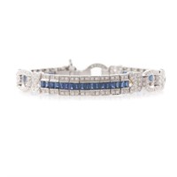 A 18K White Gold Diamond & Sapphire Bracelet