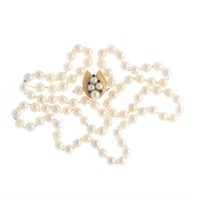 A Strand of Pearls with Gold Clasp