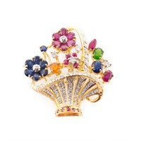 A Multi Gemstone and Diamond Floral Brooch