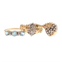 A Trio of Lady's Diamond & Gemstone Rings