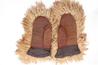 Old Woolly Sheep Skin Leather Mittens