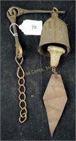 Antique Primitive Stone Clapper Iron Bell