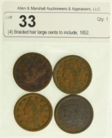 (4) Braided hair large cents to include; 1852,