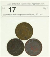 (3) Matron Head large cents to include; 1821,