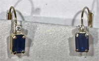 10K Yellow Gold Sapphire 1.06ct & Diamond Earrings
