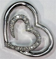 Sterling Silver Diamond .10ct Heart Shaped Pendant