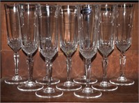 11 Pc 24% Leaded Crystal Champagne Flutes Glasses