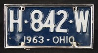 Vintage 1963 Ohio License Plate & Holder