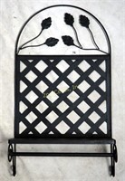 Vintage Wrought Iron Ornate Shelf Towel Rack