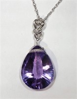 14k White Gold Amethyst (3.50ct) Necklace