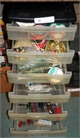 6 Drawer Plastic Cabinet & Craft Supply Tools Lot
