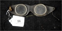Rare Vintage Round Leather Safety Bug Eye Glasses