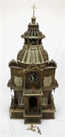 Antique Folk Art Tower Cathedral Clock Large 54"