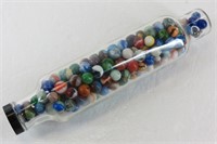 Vintage Slag Glass Marbles in Glass Rolling Pin