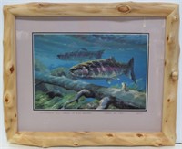 Rainbow Trout By Artist Mike Stidham in Log Frame