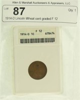 1914-D Lincoln Wheat cent graded F 12