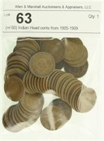(+/-50) Indian Head cents from 1905-1909