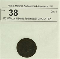 1723 Woods Hibernia farthing DEI GRATIA REX