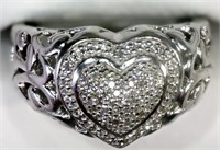 Sterling Silver Diamond (0.25ct) Heart Ring