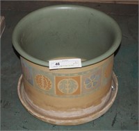 Vintage 13" Heavy Clay Ceramic Flower Planter Pot