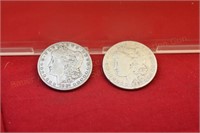 (2) Morgan Silver Dollars  1887p,o