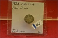 1838 Seated Half Dime G 2nd year issue