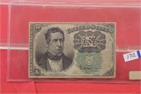 1874 Ten Cent Fractional Currency Note green seal