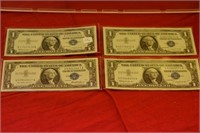 (4) 1957 One Dollar Silver Cert Notes  crisp