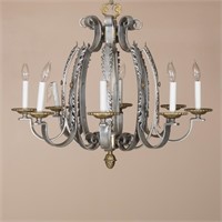 Pewter and Brass Chandelier