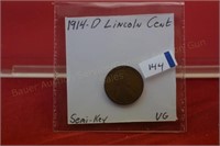 1914d Lincoln Cent  VG  semi key