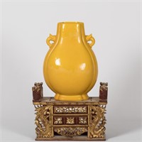 Japanese Pottery Vase on Gilt Wood Stand