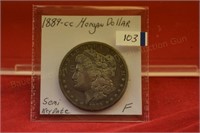 1889cc Morgan Silver Dollar  F semi key date