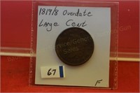 1819/8 Overdate Large Cent  F