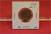 1913 Variety 1 Buffalo Nickel  unc