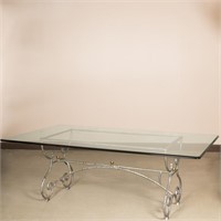 Iron and Glass Bakers-Style Dining Table