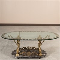 Bronze, Marble and Glass Coffee Table