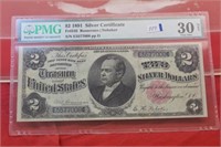 1891 Two Dollar Silver Cert. slab  PMG VF30