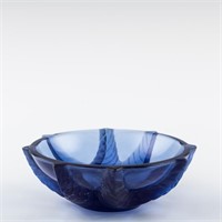 Rene Lalique Cobalt Blue Candy Dish - Signed