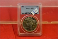 1923 slab Peace Silver Dollar  PCGS MS63