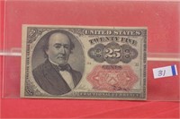 1874 Quarter Fractional Currency Note  very nice