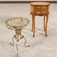 French Stand and Brass Floral End Table