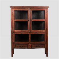 Primitive Style Display Cabinet in Red Paint