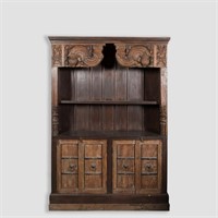 Anglo Indian Style Carved Hutch with Wine Rack