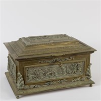 Brass and Pewter Casket-Style Dresser Box
