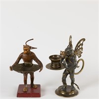 Two Figural Iron Monkey Card Holders