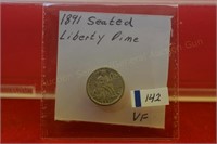1891 Seated Liberty Dime  VF